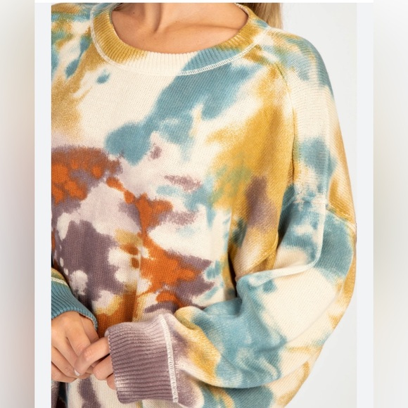 NATURAL LIFE Multicolor Tie-Dye Crew Neck Sweater - Picture 2 of 6